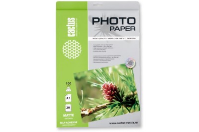 Самоклеящаяся бумага фотобумага Cactus CS-MSA310020, матовая, А3, 100 г/м2, 20 листов